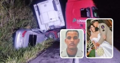 Tragédia na BR-101: Batida frontal entre carro e carreta deixa mulher morta e PM ferido em Gandu