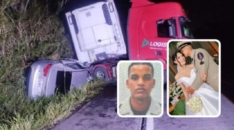 Tragédia na BR-101: Batida frontal entre carro e carreta deixa mulher morta e PM ferido em Gandu