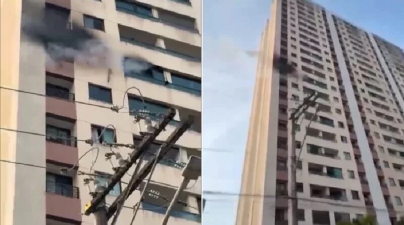 PM arromba porta e resgata cadeirante do 16º andar após incêndio atingir prédio em Brotas